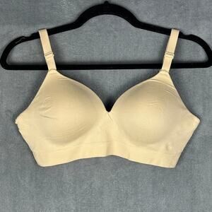 Truekind Supportive Comfort Wireless Shaping Bra Womens Medium Beige Stretch